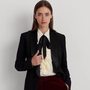NWT - Ralph Lauren Satin Trim Crepe Blazer